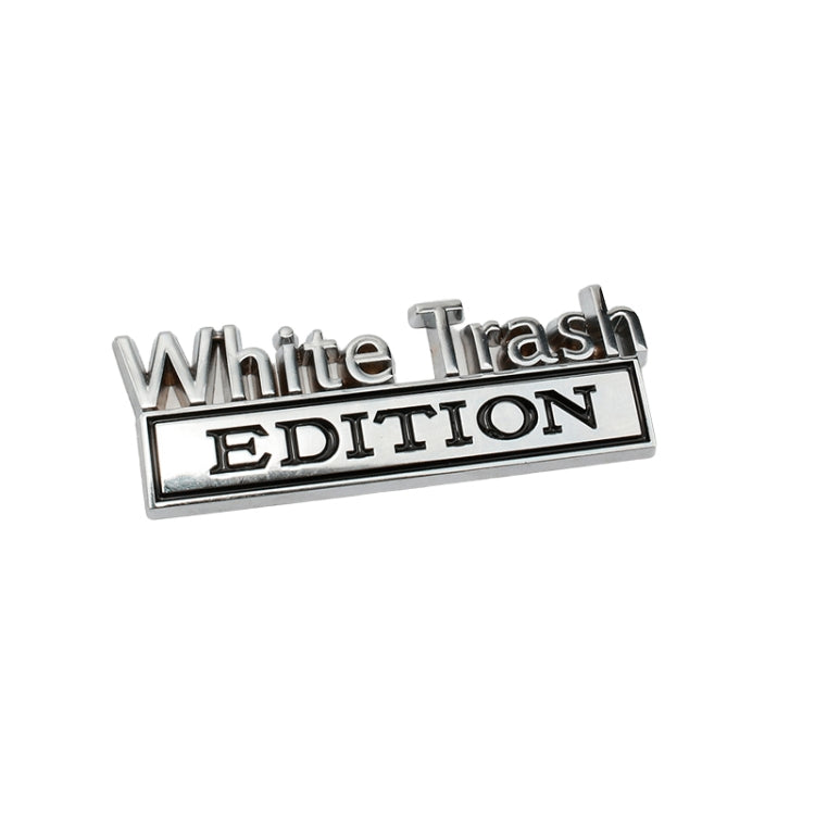 2 PCS Car Metal Modification Standard White Trash Edition Car Label Stickers(Silver Black) - Decorative Sticker by PMC Jewellery | Online Shopping South Africa | PMC Jewellery