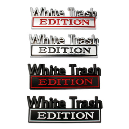 2 PCS Car Metal Modification Standard White Trash Edition Car Label Stickers(Silver Black) - Decorative Sticker by PMC Jewellery | Online Shopping South Africa | PMC Jewellery