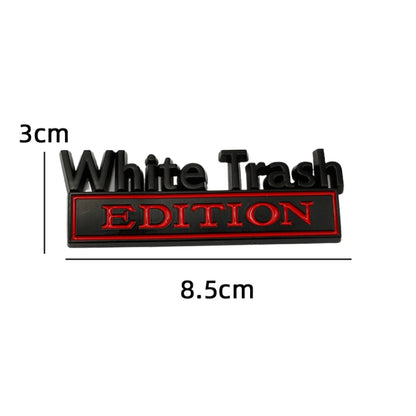 2 PCS Car Metal Modification Standard White Trash Edition Car Label Stickers(Silver Black) - Decorative Sticker by PMC Jewellery | Online Shopping South Africa | PMC Jewellery
