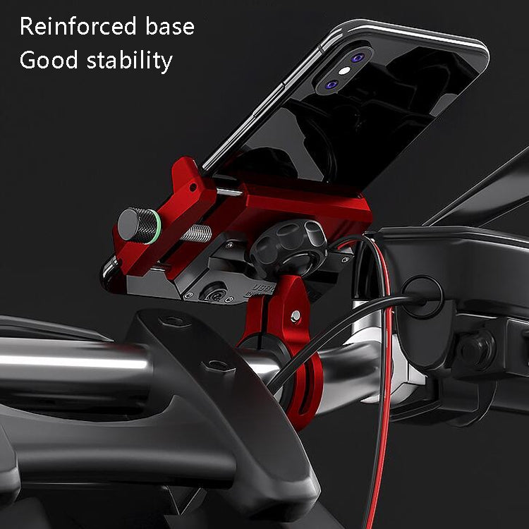 Kewig M6 Aluminum Alloy Motorcycle Mobile Phone Bracket Rechargeable With Switch Waterproof Stable Navigation Bracket(Black) - Holder by PMC Jewellery | Online Shopping South Africa | PMC Jewellery