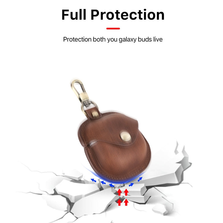 CONTACTS FAMILY CF1119 Pro For Galaxy Buds Pro Crazy Horse Texture Clamshell Earphone Protective Leather Case with Hook(Royal Blue) - Samsung Earphone Case by CONTACTS FAMILY | Online Shopping South Africa | PMC Jewellery | Buy Now Pay Later Mobicred