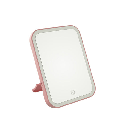 2 PCS LED Makeup Mirror With Lamp Fill Light Dormitory Desktop Dressing Mirror Female Folding Portable Small Mirror,Style: Charging Tricolor Light (Pink) - Mirror by PMC Jewellery | Online Shopping South Africa | PMC Jewellery