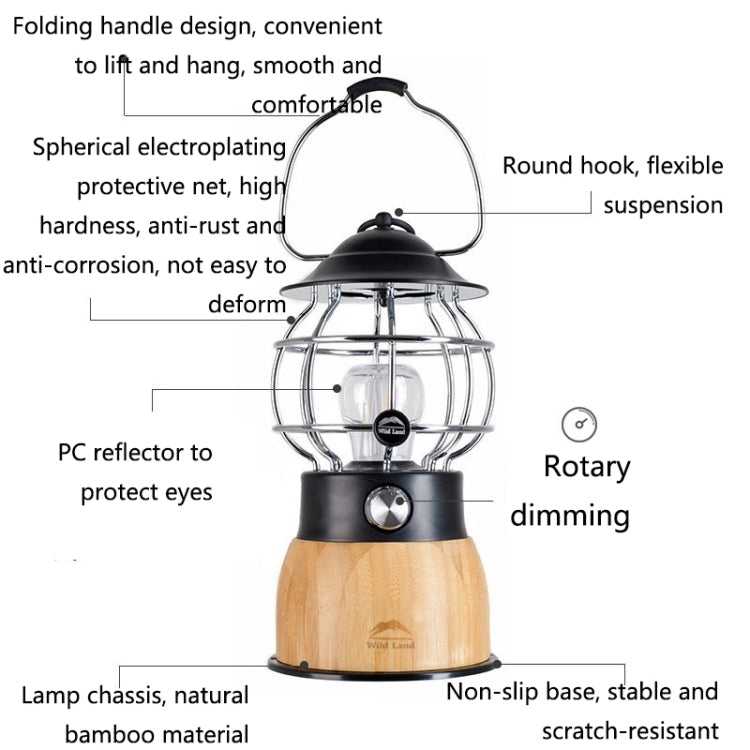 Wild Land Outdoor Camping Lighting Multifunctional LED Retro Portable Atmosphere Light(Black) - Camping Lighting by PMC Jewellery | Online Shopping South Africa | PMC Jewellery