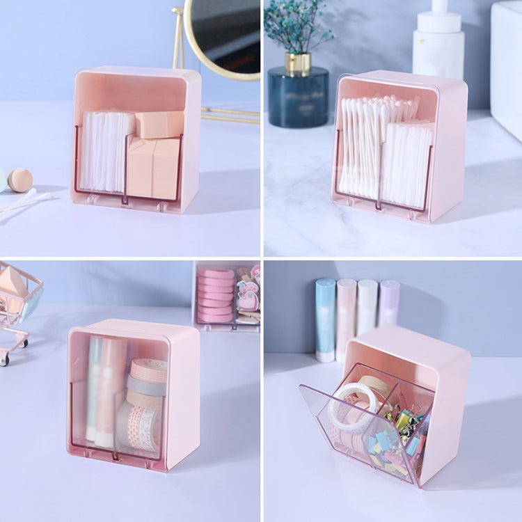 3 PCS HZ006 Desktop Transparent Double-Layer Cotton Swabs And Dustproof Storage Box With Lid(Pink) - Storage Boxes by PMC Jewellery | Online Shopping South Africa | PMC Jewellery