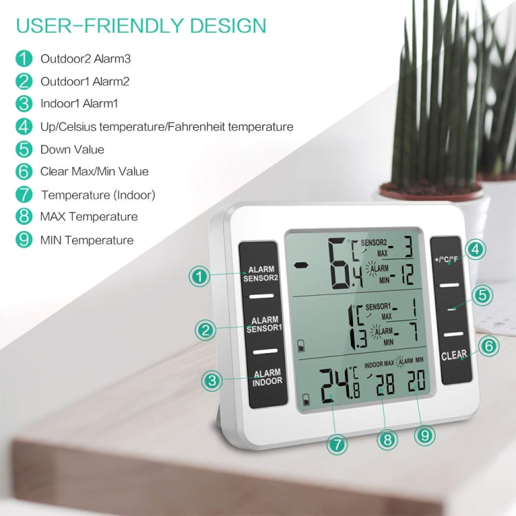 SN010 Wireless Indoor Outdoor High-Precision Thermometer Electronic Refrigerator Thermometers(One to One) - Indoor Thermometer by PMC Jewellery | Online Shopping South Africa | PMC Jewellery