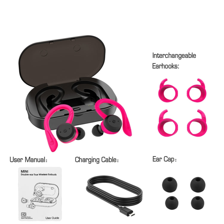 BE1032 Ear-mounted Waterproof Sports TWS Wireless Bluetooth Earphone(Rose Red) - TWS Earphone by PMC Jewellery | Online Shopping South Africa | PMC Jewellery