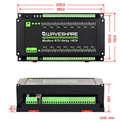 Waveshare 24921 Modbus RTU 16-Ch Relay Module, RS485 Interface, With Multiple Isolation Protection Circuits - Relay Module by Waveshare | Online Shopping South Africa | PMC Jewellery