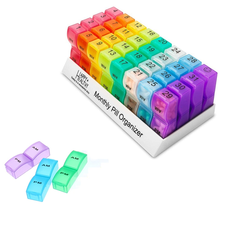 One Month Use 31-Compartment Plastic Colorful Pill Box Family Independent Pill Storage Box(20.5x10.3x7cm) - Pill Boxes by PMC Jewellery | Online Shopping South Africa | PMC Jewellery