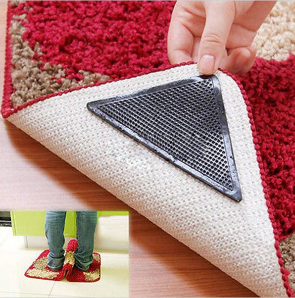 4 PCS/Set Recyclable Anti-Slip Washable Rug Carpet Mat for Home Bath Living Room(Black) - Cushions & Pillows by PMC Jewellery | Online Shopping South Africa | PMC Jewellery