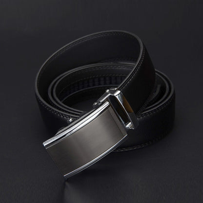COWATHER CZ022 Men Two-Layer Leather Casual Business Automatic Buckle Belt, Length: 110cm(Black) - Belts by COWATHER | Online Shopping South Africa | PMC Jewellery