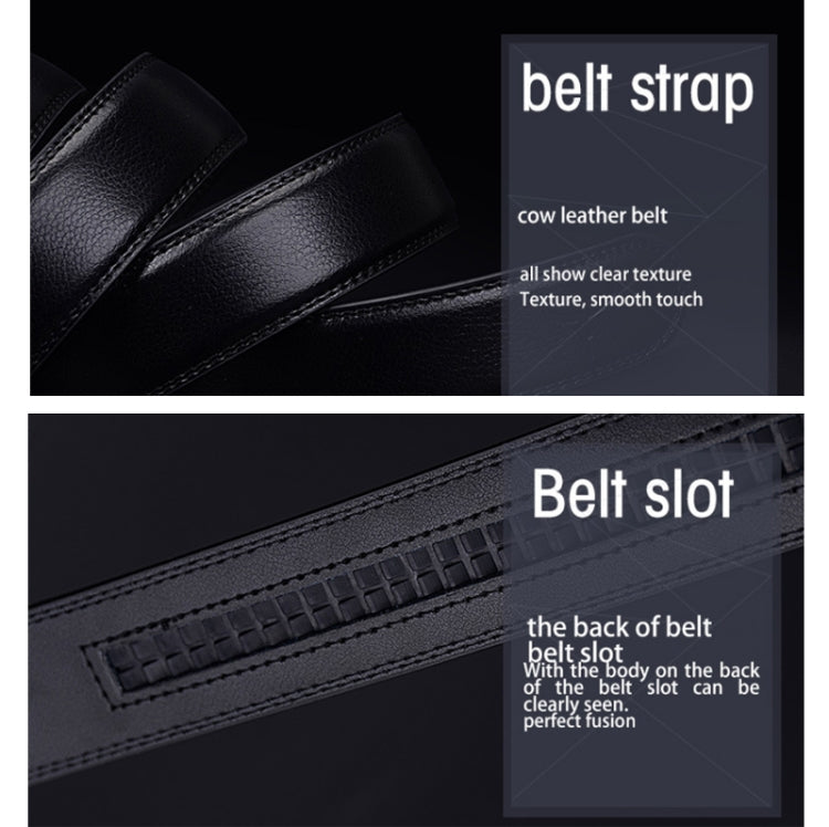 COWATHER CZ022 Men Two-Layer Leather Casual Business Automatic Buckle Belt, Length: 110cm(Black) - Belts by COWATHER | Online Shopping South Africa | PMC Jewellery