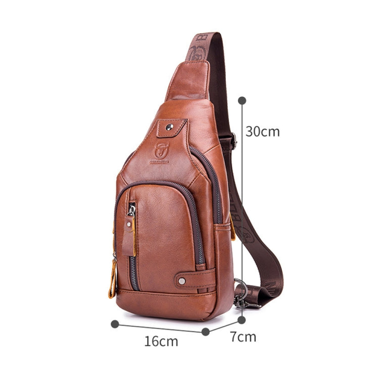 BULL CAPTAIN 129 First-Layer Cowhide Men Soft Chest Bag Outdoor Casual Messenger Bag(Red Brown) - Single-shoulder Bags by BULL CAPTAIN | Online Shopping South Africa | PMC Jewellery