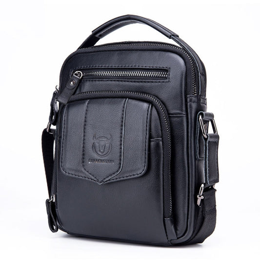 BULL CAPTAIN 777 Men Leather Shoulder Bag First-Layer Cowhide Retro Large Capacity Satchel(Black) - Single-shoulder Bags by BULL CAPTAIN | Online Shopping South Africa | PMC Jewellery