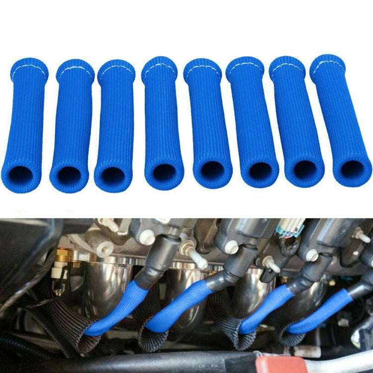 8 PCS / Set High-Temperature Car Spark Plug Protective Cover Spark Plug Heat Shield(Blue) - Sound & Heat Insulation Cotton by PMC Jewellery | Online Shopping South Africa | PMC Jewellery