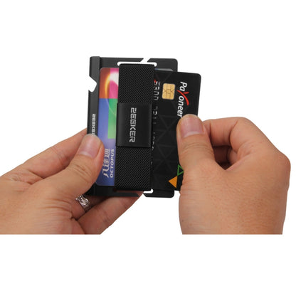 ZEEKER JK03  Aluminum Alloy Card Holder Multi-Function Elastic Band Women And Men Wallet Metal Business Card Holder(Black) - Card & Passport Bags by ZEEKER | Online Shopping South Africa | PMC Jewellery