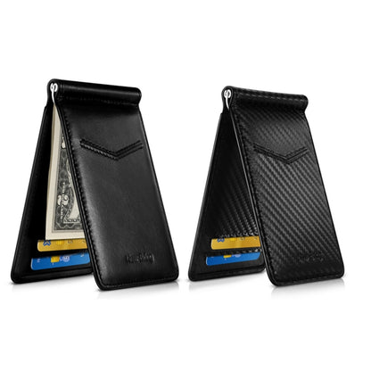 New-Bring Anti-Theft RFID Card Holder Men Ultra-Thin Card Holder Multi-Card Position ID Leather Case(Carbon Fiber) - Card & Passport Bags by PMC Jewellery | Online Shopping South Africa | PMC Jewellery