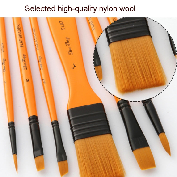 ZHU TING 10 In 1 Wooden Pole Nylon Wool Watercolor Pen And Board Brush Fan Shaped Painting Pen Set With Cloth BagZHUTING(White Rod) - Art Supplies by ZHU TING | Online Shopping South Africa | PMC Jewellery