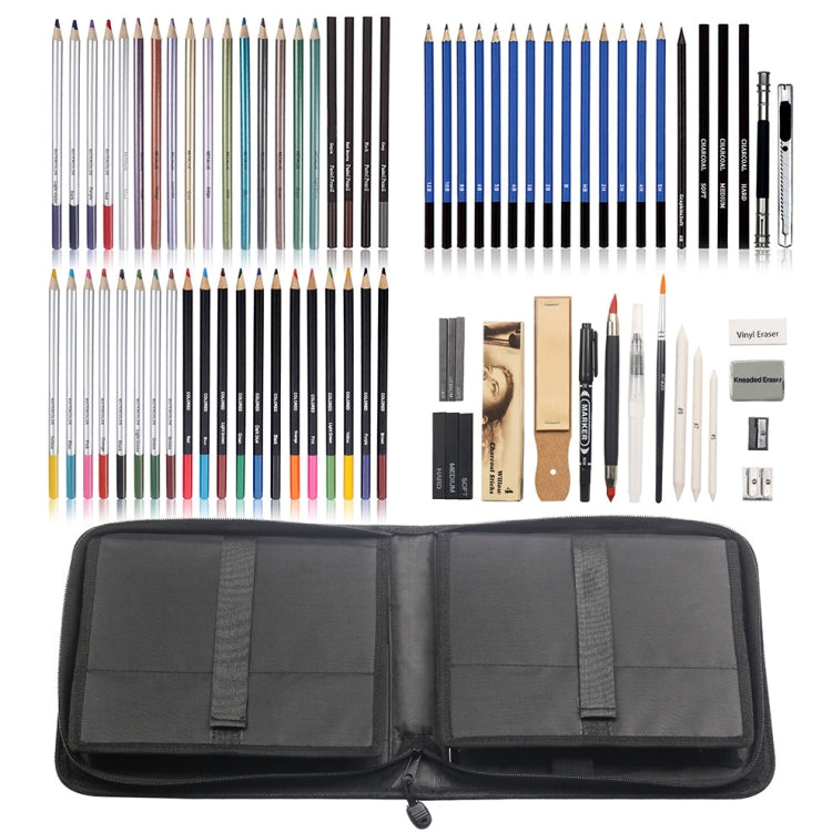 KALOLR YW-PC083  83 in 1 Portable Sketch Tool Water-Soluble Color Lead Metal Color Lead Combination Sketch Drawing Set(Black) - Art Supplies by KALOLR | Online Shopping South Africa | PMC Jewellery