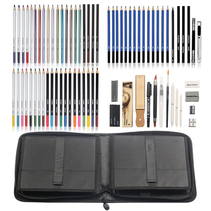 KALOLR YW-PC083  83 in 1 Portable Sketch Tool Water-Soluble Color Lead Metal Color Lead Combination Sketch Drawing Set(Black) - Art Supplies by KALOLR | Online Shopping South Africa | PMC Jewellery