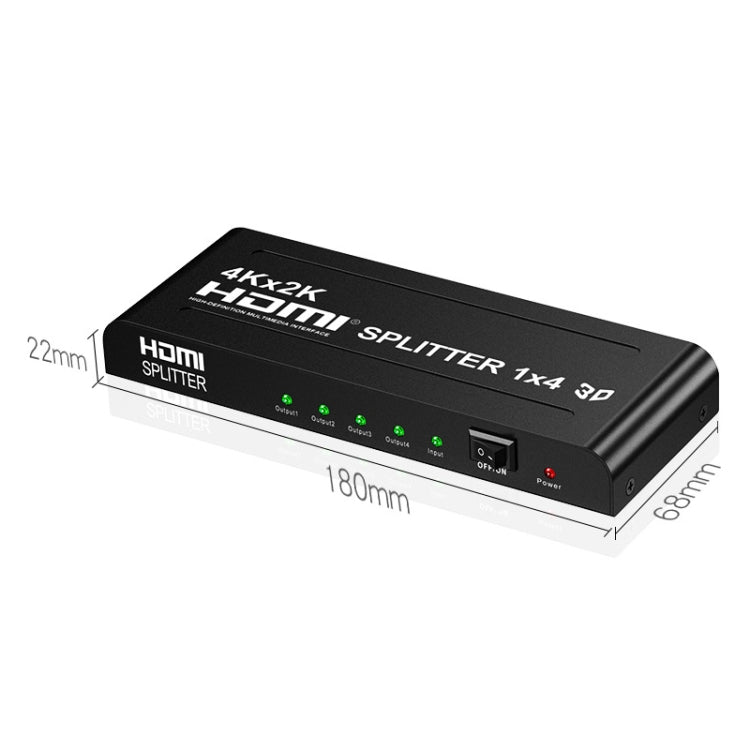 HW-4K104D 1 to 4 4K X 2K Video High-Definition On-Screen HDMI Splitter(EU Plug) - Splitter by PMC Jewellery | Online Shopping South Africa | PMC Jewellery