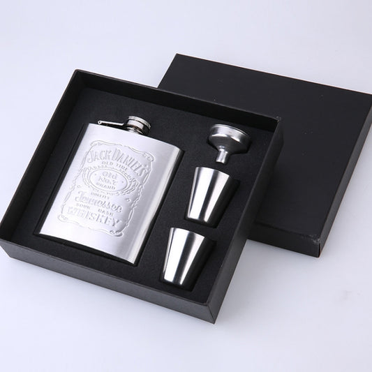 Portable Stainless Steel Hip Flask Set With Wine Glass Funnel(7OZ Jack Black Core) - Condiment Bottles & Hip Flasks by PMC Jewellery | Online Shopping South Africa | PMC Jewellery