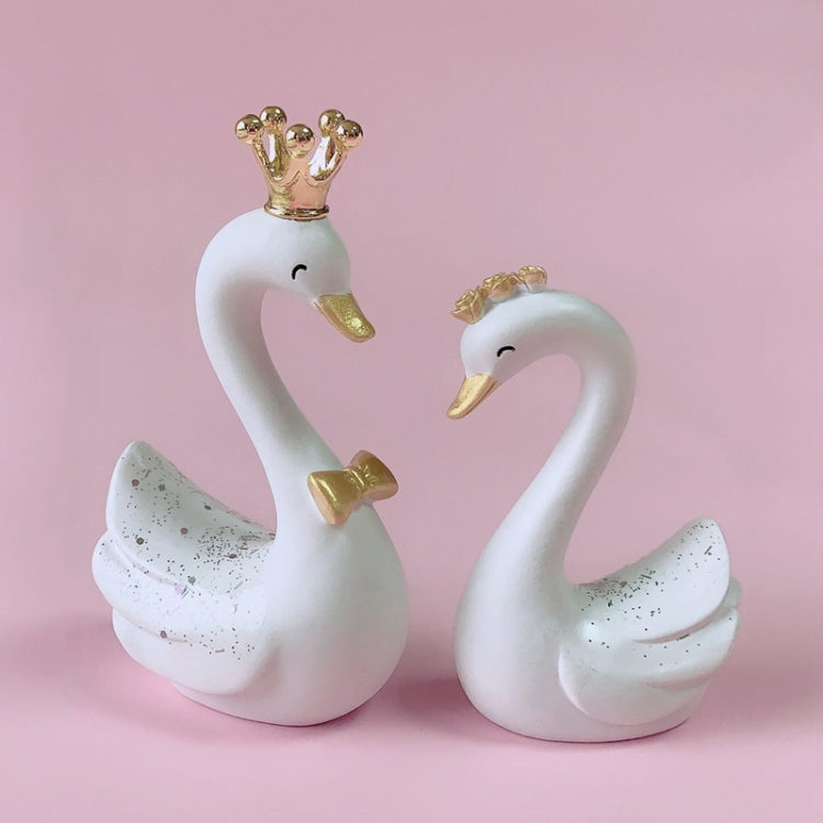 2pcs /Pair Swan Resin Car Decoration Birthday Cake Tanabata Valentine Day Decoration, Color Classification: Large White - Ornaments by PMC Jewellery | Online Shopping South Africa | PMC Jewellery