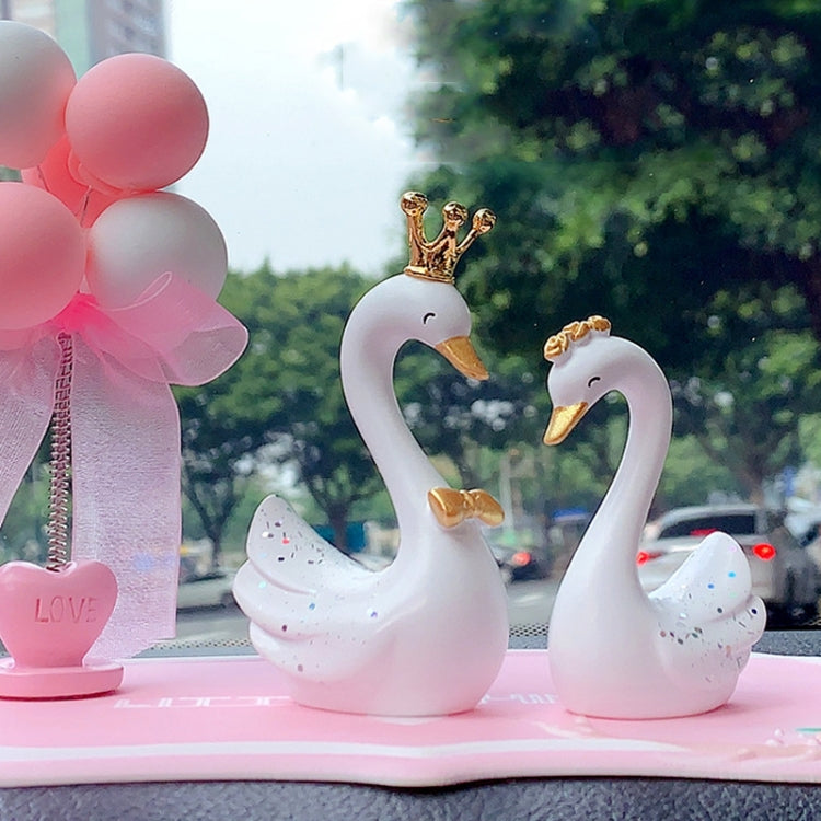 2pcs /Pair Swan Resin Car Decoration Birthday Cake Tanabata Valentine Day Decoration, Color Classification: Large White - Ornaments by PMC Jewellery | Online Shopping South Africa | PMC Jewellery