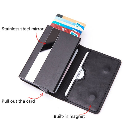 Automatic Cartridge Male Ladies Stainless Steel Credit Card Package RFID Business Card Box(Carbon Fiber Black) - Antimagnetic RFID Package by PMC Jewellery | Online Shopping South Africa | PMC Jewellery