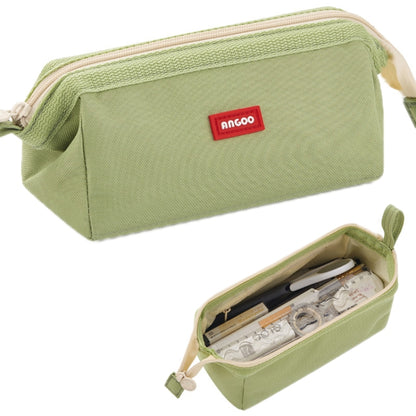 ANGOO Large-Capacity Student Stationery Bag Pure Color Simple Boat Shape Pencil Case(Green) - File Folder by ANGOO | Online Shopping South Africa | PMC Jewellery