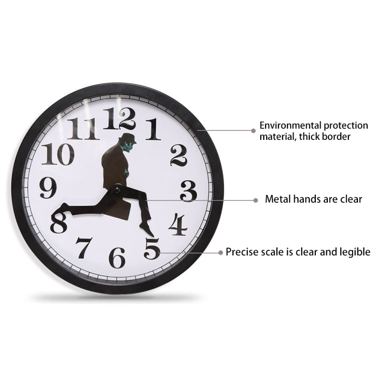 Walking Clock Businessman Briefcase Glass Wall Clock Personality Clock Decoration Round Clock(White) - Wall Clock by PMC Jewellery | Online Shopping South Africa | PMC Jewellery