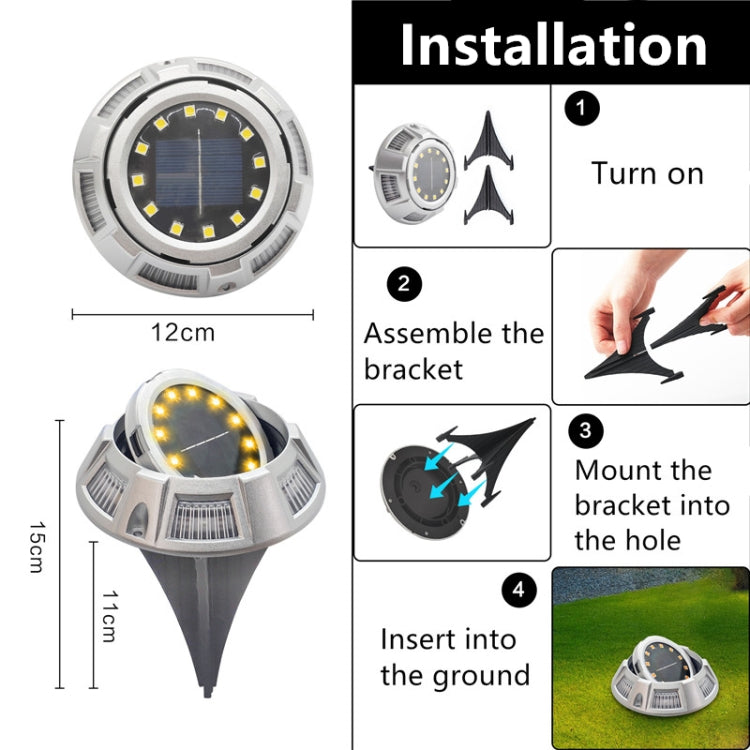 Outdoor Solar Underground Lamp Rotating Buried Lawn Lamp , Spec: 12 LEDs White+Blue Light (Aluminum Shell) - Buried Lights by PMC Jewellery | Online Shopping South Africa | PMC Jewellery