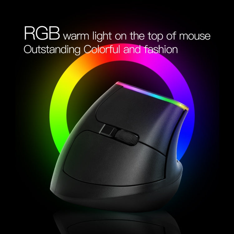 DELUX M618C 6 Keys 1600 DPI RGB Vertical Wireless Bluetooth Dual Mode Mouse(Black) - Wireless Mice by DELUX | Online Shopping South Africa | PMC Jewellery