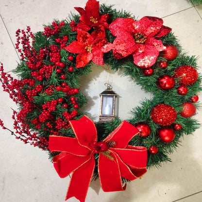 Christmas Decorations Cane Wreath Garland Door Hanger, Size: 25cm(Red Flower) - Ornaments by PMC Jewellery | Online Shopping South Africa | PMC Jewellery