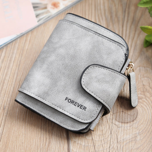 Vintage Nubuck Leather Ladies Wallet Short Type Multi-Card Coin Purse Clutch(Grey) - Wallets by PMC Jewellery | Online Shopping South Africa | PMC Jewellery