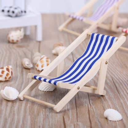 2 PCS 1:12 Beach Lounge Chair Simulation Model Outdoor Beach Scene Shooting Props Can Be Folded(Sky Blue) - Other Props by PMC Jewellery | Online Shopping South Africa | PMC Jewellery