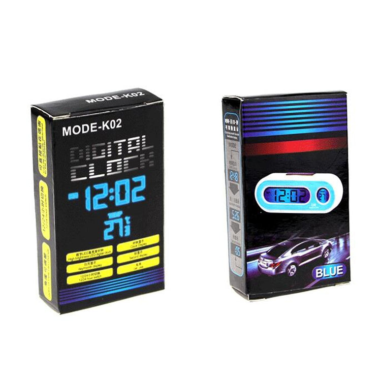 K02 Car Electronic Clock Temperature Meter Night Light LED Temperature Time Meter(Black Blue Light) - Clocks & Car Meters by PMC Jewellery | Online Shopping South Africa | PMC Jewellery