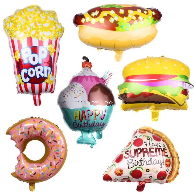 5 PCS Pizza Hot Dog Popcorn Donut Burger Aluminum Film Balloon Birthday Party Decoration Balloon(C) - Balloons by PMC Jewellery | Online Shopping South Africa | PMC Jewellery