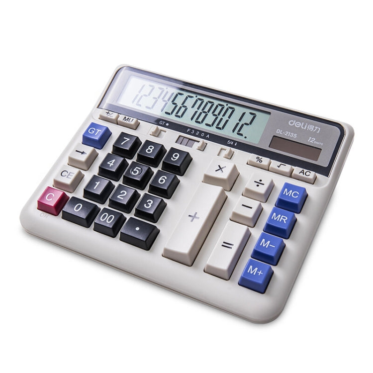 Deli 2135 Computer Keyboard Calculator Big Button Bank Office Finance Accounting Solar Calculator(White) - Calculator by Deli | Online Shopping South Africa | PMC Jewellery