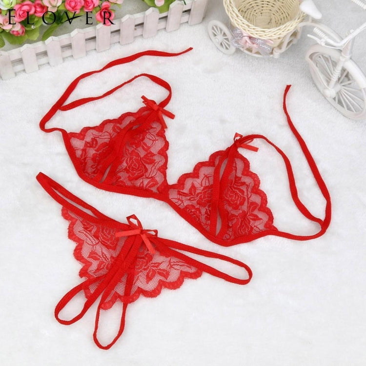 Lady Lotion Open Sexy Lace Three-Point Erotic Lingerie Open Panties Temptation Set(Red) - Ladies Underwear by PMC Jewellery | Online Shopping South Africa | PMC Jewellery