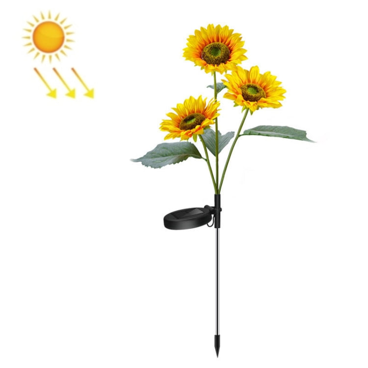 Solar Sunflower Decoration Light LED Garden Lawn Landscape Light, Specification: Three Heads - With Solar Panel by PMC Jewellery | Online Shopping South Africa | PMC Jewellery