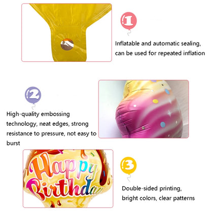 10 PCS 5050 Large Ice Cream Aluminum Balloon Children Birthday Party Atmosphere Decorative Balloon, Specification: Gradient Rainbow Ice Cream - Balloons by PMC Jewellery | Online Shopping South Africa | PMC Jewellery