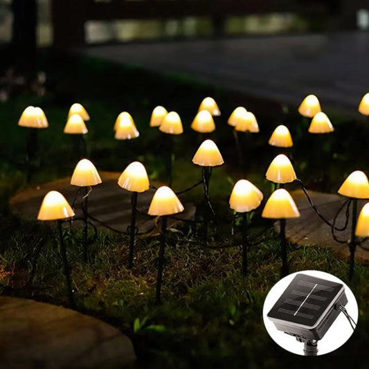 3.8m 10 LEDs Solar Mushroom Lawn Light Outdoor Waterproof Garden Villa Landscape Decorative String Lights(Warm White Light) - Holiday Lights by PMC Jewellery | Online Shopping South Africa | PMC Jewellery