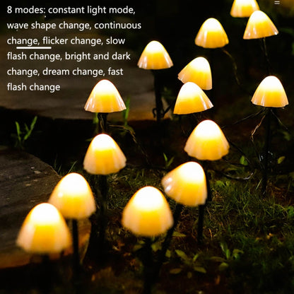 3.8m 10 LEDs Solar Mushroom Lawn Light Outdoor Waterproof Garden Villa Landscape Decorative String Lights(Warm White Light) - Holiday Lights by PMC Jewellery | Online Shopping South Africa | PMC Jewellery