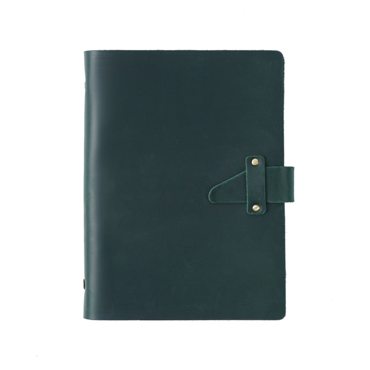 A5 Cowhide Retro Loose-Leaf Notebook Diary Office Business Simple Notepad Crazy Horse Leather Handbook(Ink Green) - Notebooks by PMC Jewellery | Online Shopping South Africa | PMC Jewellery