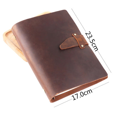 A5 Cowhide Retro Loose-Leaf Notebook Diary Office Business Simple Notepad Crazy Horse Leather Handbook(Ink Green) - Notebooks by PMC Jewellery | Online Shopping South Africa | PMC Jewellery