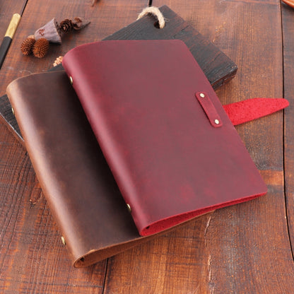 A5 Cowhide Retro Loose-Leaf Notebook Diary Office Business Simple Notepad Crazy Horse Leather Handbook( Brown) - Notebooks by PMC Jewellery | Online Shopping South Africa | PMC Jewellery