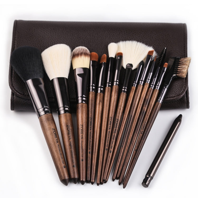 ZOREYA 15 In 1 Black Walnut Makeup Brush Set Full Set of Beauty Tools Nylon Hair Powder Brush Makeup Brush(ZP15) - Makeup Brushes by PMC Jewellery | Online Shopping South Africa | PMC Jewellery