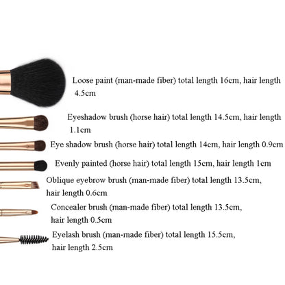 ZOREYA 7-In-1 Makeup Brush Set Brush Blush Brush Foundation Brush With Makeup Brush Bag(Old Pink) - Makeup Brushes by PMC Jewellery | Online Shopping South Africa | PMC Jewellery