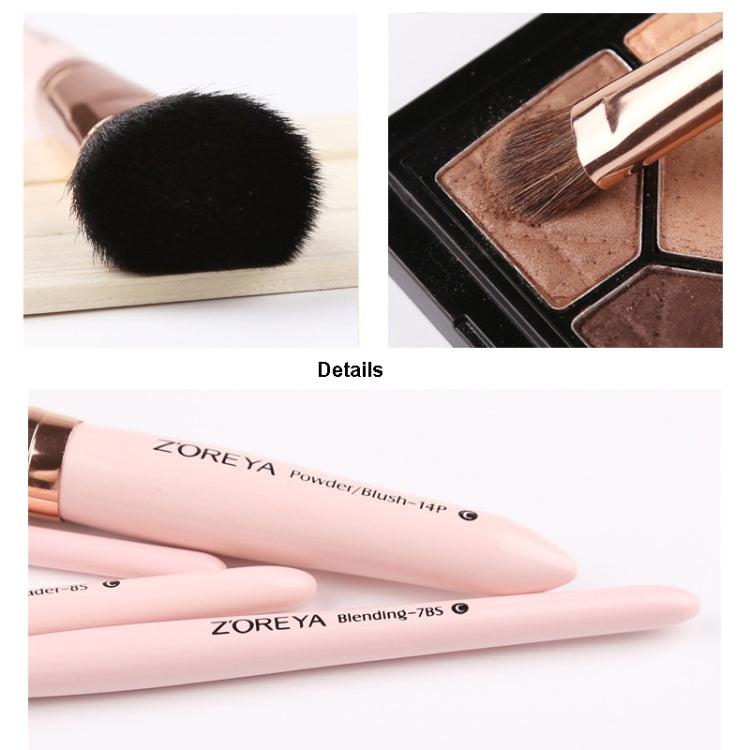 ZOREYA 7-In-1 Makeup Brush Set Brush Blush Brush Foundation Brush With Makeup Brush Bag(Old Pink) - Makeup Brushes by PMC Jewellery | Online Shopping South Africa | PMC Jewellery