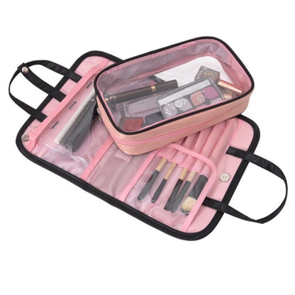 Multifunctional 2 In 1 Cosmetic Bag Portable Large Capacity Transparent Cosmetic Brush Storage Bag Wash Bag(Rose Red + Pink) - Storage Boxes by PMC Jewellery | Online Shopping South Africa | PMC Jewellery